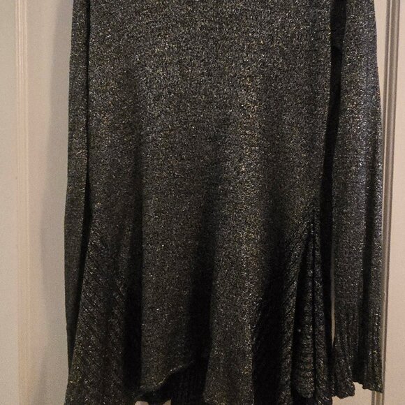 BELLDINI Black & Silver Metallic Open Cardigan Sweater SIZE L - Picture 3 of 6